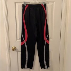 Black, Pink, and silver Warm up pants